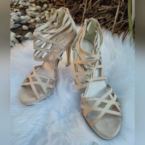 Stuart Weitzman Cream Strappy Heels